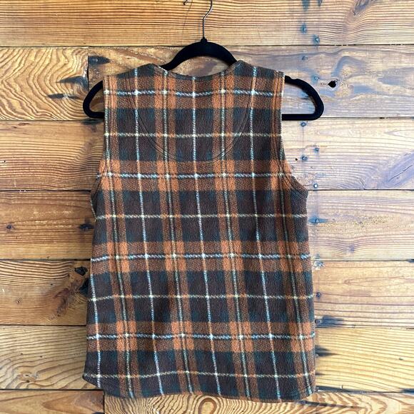 Christopher & Banks orange and brown plaid zip up vest - Picture 5 of 5